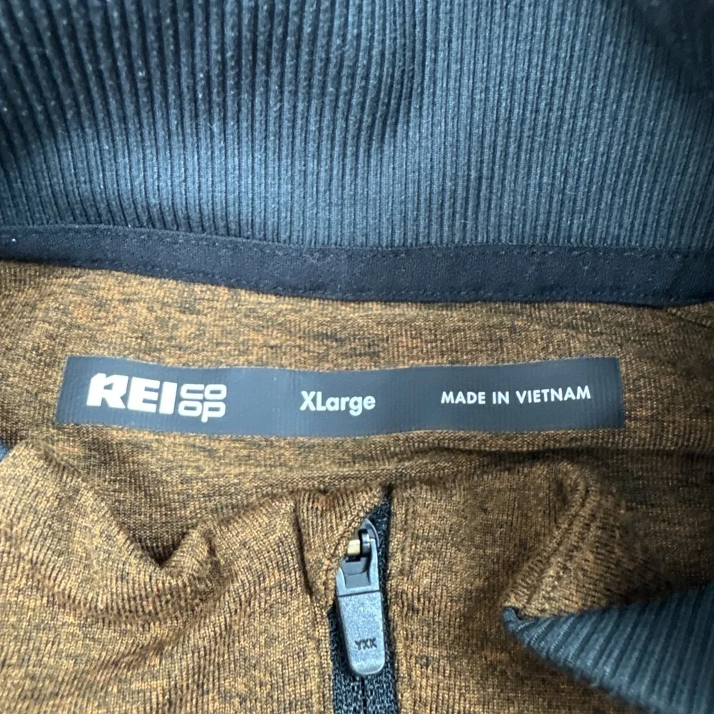 REI‎ Co-op Quarter Zip Pullover Mens XL Brown Heather Long Sleeve Stretch 140973